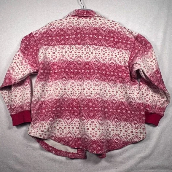 BUM Worker Gear Womens LG Button Up Shirt 90's Red & White Snowflake Print - Picture 3 of 12